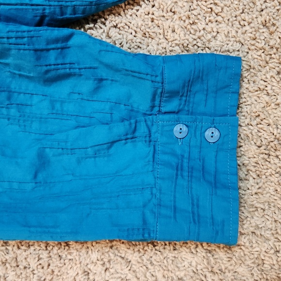 CJ BANKS SIZE 3X  beautiful blue cotton/poly/spandex textured lightweight jacket - Picture 5 of 8